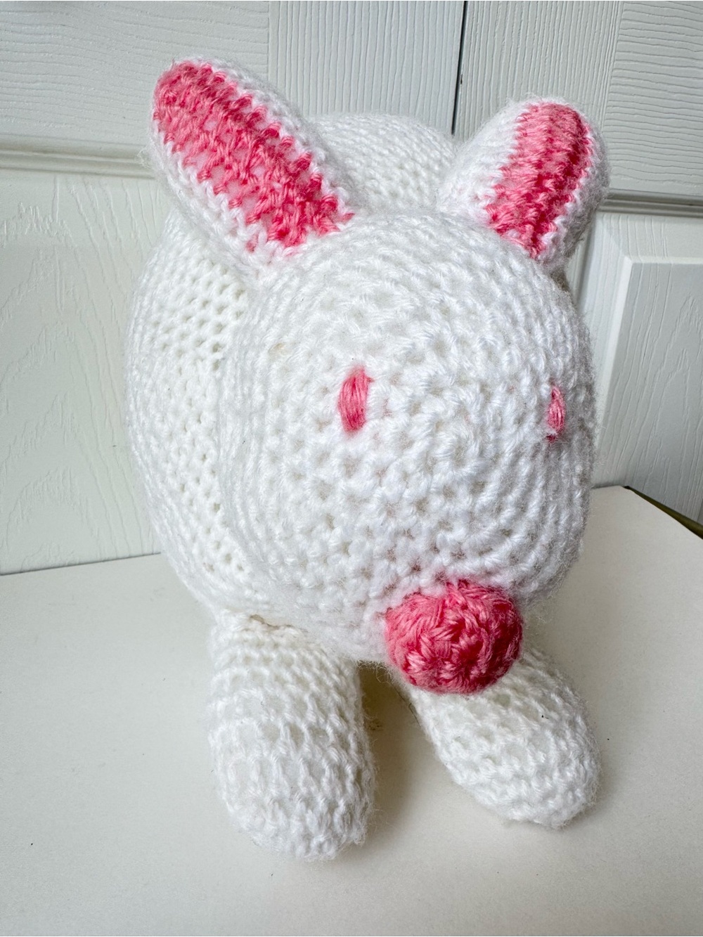 Handmade Crochet White Bunny Rabbit Plush Stuffed Animal Amigurimi Nursery Baby